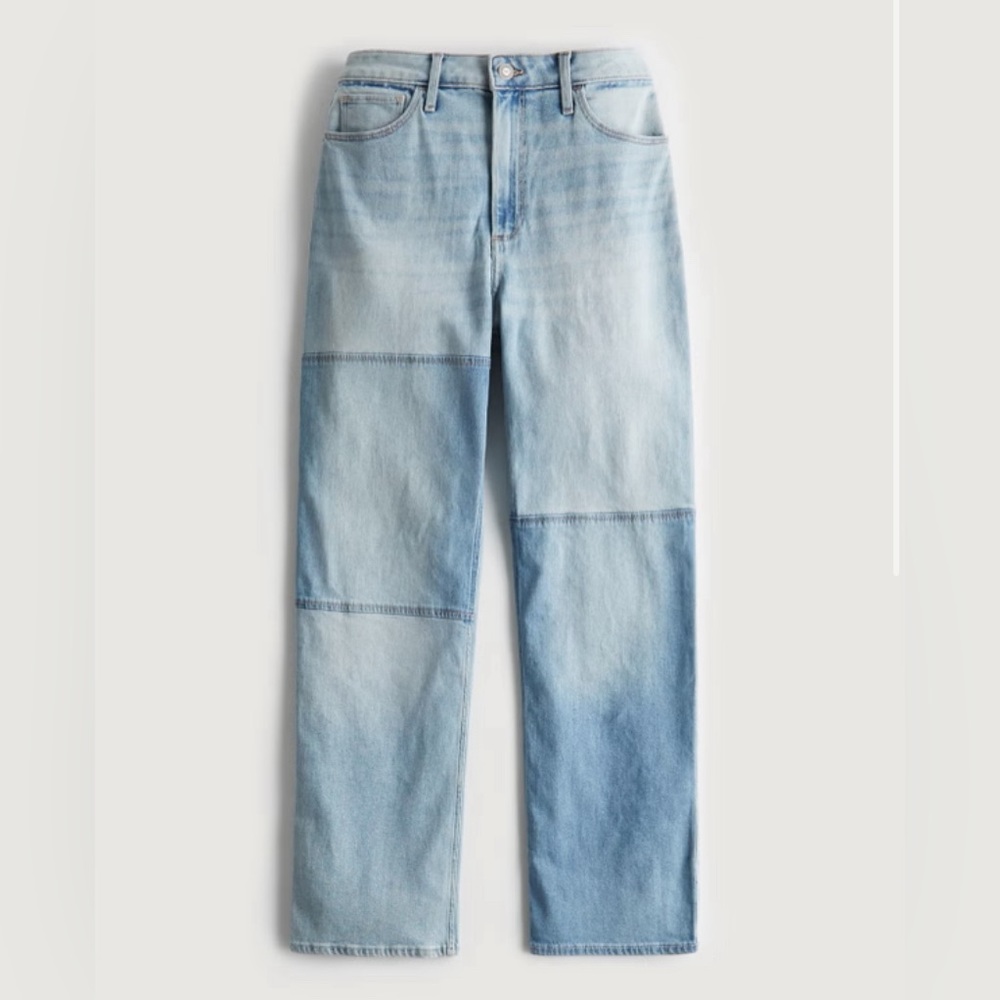 Womens Curvy Ultra High Rise Light Wash Patch Dad Jeans